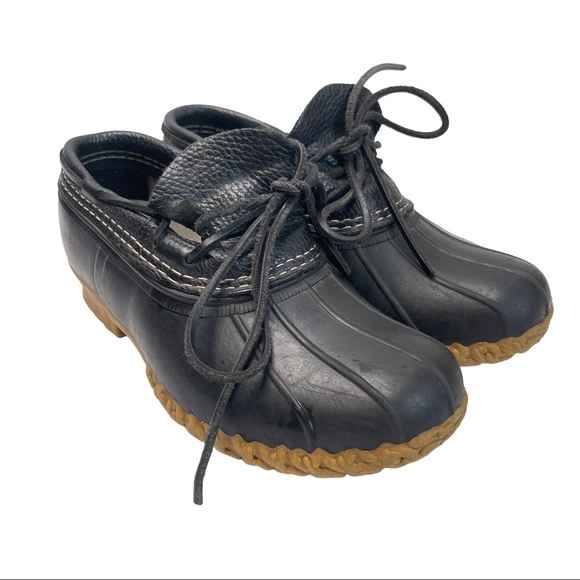 LL Bean Black Duck Boots Low Side Waterproof Size 6 - Picture 3 of 14